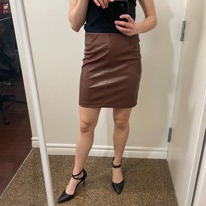 Dynamite Brown Faux Leather Mini Skirt